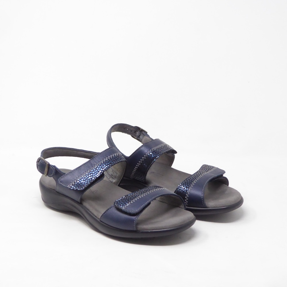 SAS Women Nudu Sandals Navy Blue Leather Comfort Slingback 7.5W